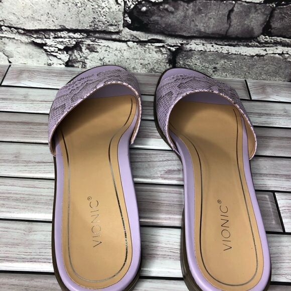 Vionic Demi Purple Leather Snake Embossed Orthopedic Sandals Women Sz 10M US/42 - Picture 12 of 16